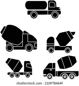 industrial vehicles machines vector logo icon silhouette on white isolated background