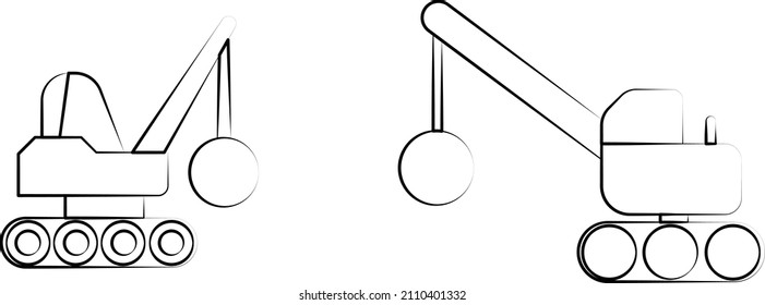 industrial vehicles machines vector logo icon silhouette on white isolated background