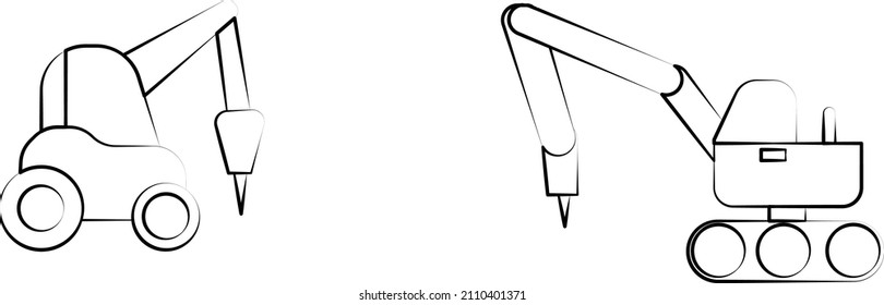 industrial vehicles machines vector logo icon silhouette on white isolated background