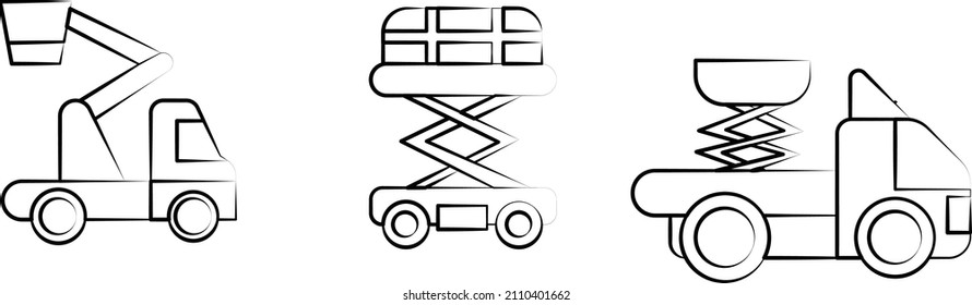 industrial vehicles machines vector logo icon silhouette on white isolated background