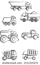 industrial vehicles machines vector logo icon silhouette on white isolated background