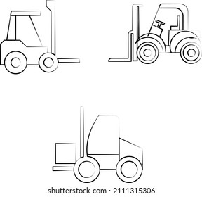 industrial vehicles machines vector logo icon silhouette on white isolated background