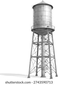 industrial visual black white monochrome tank radiant structure halftone illustration