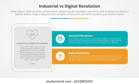 Concepto de infografía opuesto para la presentación de diapositivas con caja grande y forma de rectángulo largo con Vector de estilo plano
