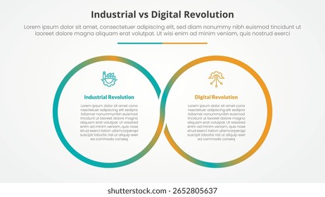 Concepto de infografía opuesto para la presentación de diapositivas con un gran contorno circular circular circular con Vector de estilo plano