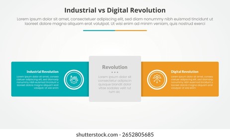 Concepto de infografía opuesto para la presentación de diapositivas con línea Horizontal de rectángulo redondo con Vector de estilo plano