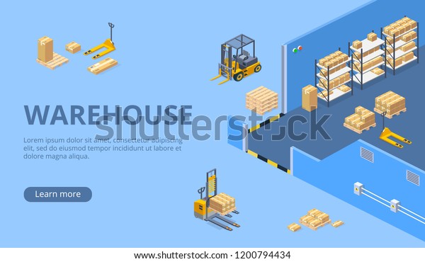 Industrial Warehouse Distribution Delivery Company Isometric Stock ...