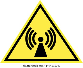 
industrial warning about the sign of electromagnetic radiation, labor protection