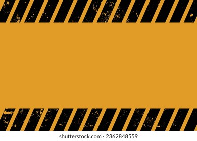 Arrière-plan industriel d'avertissement, bandes grunge jaune et noire en diagonale.