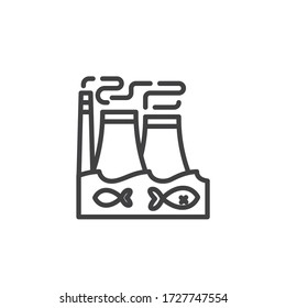Industrial waste water pollution line icon. linear style sign for mobile concept and web design. Factory ocean pollution outline vector icon. Symbol, logo illustration. Vector graphics