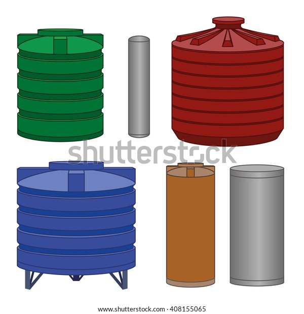 Industrial Water Tanks Set Different Color Stock Vector (Royalty Free ...