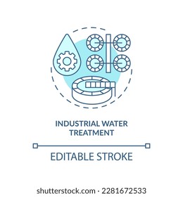 Das türkisfarbene Symbol für die industrielle Wasseraufbereitung. Reinigung. Aqua Behandlung abstrakte Idee dünne Linie Illustration. Einzeln Umrisszeichnung. Bearbeitbarer Strich. Arial, Myriad Pro Fett Schriftarten verwendet