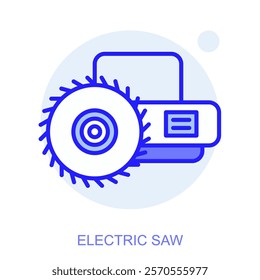 Industrial web icon in line style for web and mobile app. Symbol of a Electric Saw. Vector illustration