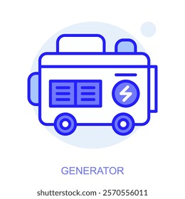 Industrial web icon in line style for web and mobile app. Symbol of a Generator. Vector illustration