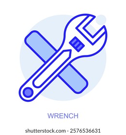 Industrial web icon in line style for web and mobile app. Symbol of a Wrench. Vector illustration