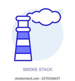 Industrial web icon in line style for web and mobile app. Symbol of a Smoke Stack. Vector illustration