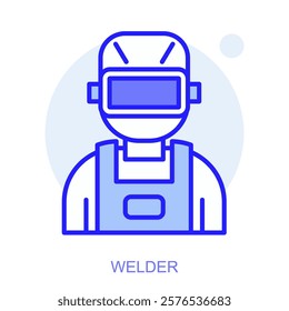 Industrial web icon in line style for web and mobile app. Symbol of a Welder. Vector illustration