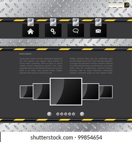 Industrial website template design with metallic elements