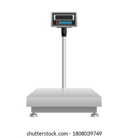 Industrial weighing scales illustration -   scale for various shipping and production packaging - isolated vector picture