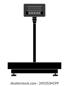 Industrial weighing scales illustration - scale for various shipping and production packaging. monochrome icon