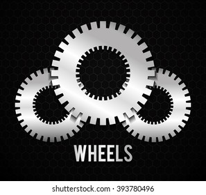 Industrial wheel with back and white colors, vector illustration