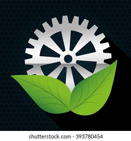 Industrial wheel design with leaves, vector illustration