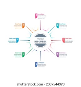 industrial wheel infographic template. eight step informational template. annual report, web, internet, magazine infographic template