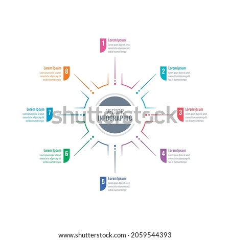 industrial wheel infographic template. eight step informational template. annual report, web, internet, magazine infographic template