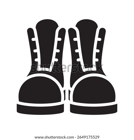 Industrial work boots solid icon for safety footwear personal protective equipment and construction worker protection vector design vector solid glyph icon