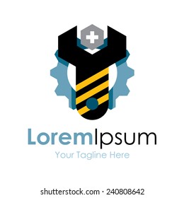 Industrial work fork wrench engineering element icon for business logo