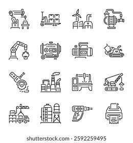 Industrial Work Linear Icon Collection