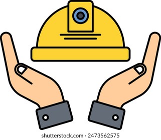 Industrial work Safety concept, Workplace awareness vector outline design, Industrial Equipment Symbol, 1st of May Sign, International Workers Day stock illustration