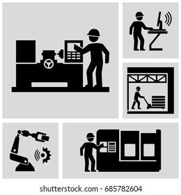 Industrial work vector icons set 