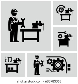 Industrial work vector icons set 