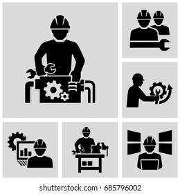 Industrial work vector icons set 