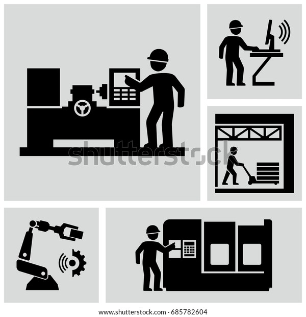 Industrial Work Vector Icons Set Stock Vector (Royalty Free) 685782604