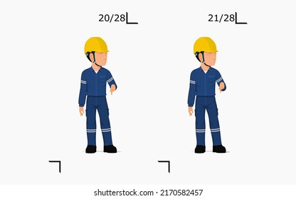 An industrial worker is explaining something on the floor
