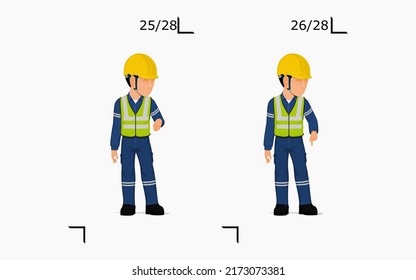 An industrial worker is explaining something on the floor