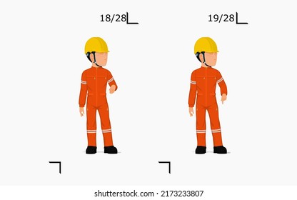 An industrial worker is explaining something on the floor
