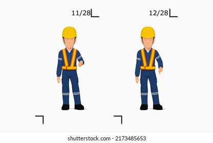 An industrial worker is explaining something on the floor
