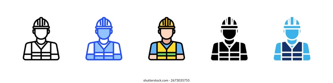 Industrial Worker Icon Collection With Multiple Styles