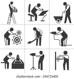 industrial worker icons set, construction workers set