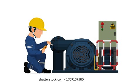 An industrial worker is inspecting the corrosion of piping system
