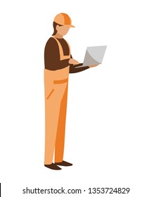 industrial worker with laptop avatar character