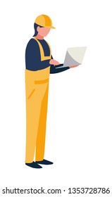industrial worker with laptop avatar character