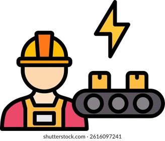 Industrial Worker Line Vector Icon Design