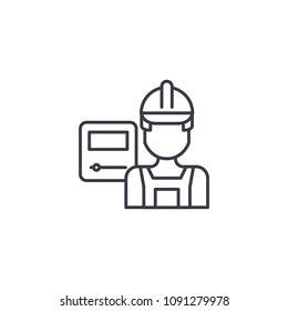 Industrial Worker line vector sign, symbol, illustration.