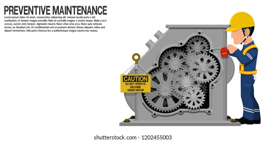 An industrial worker is lubricating the machine
