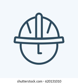 Industrial worker men head linear icon. Logo for international labor day on 1st may