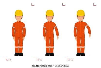 An industrial worker is raising hand
